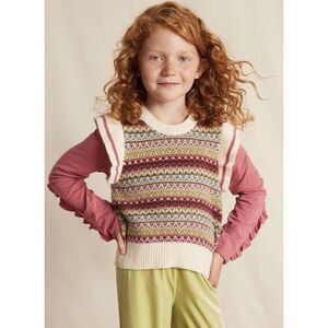 Matilda Jane Creme Heart to Heart Stardust Fairisle Striped Sweater Vest Sz 10